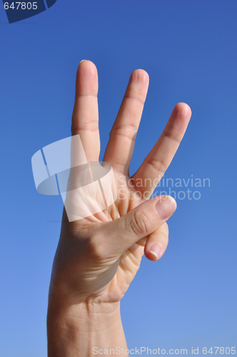 Image of Woman hand-three fingers