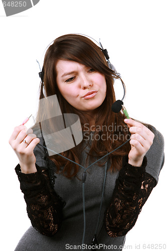 Image of Beautiful girl with headset