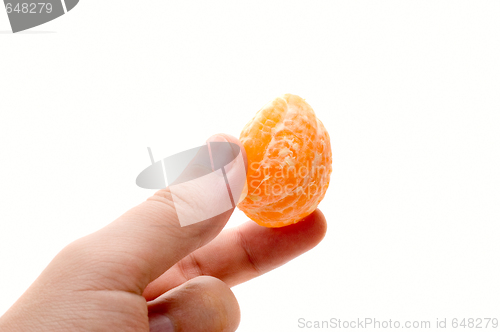 Image of Hand with mandarin segment