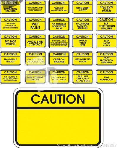 Image of Yellow vector caution signs