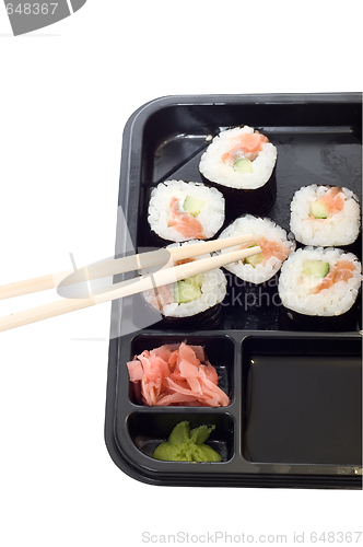 Image of Rolls of sushi on a plate