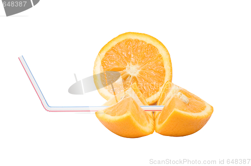 Image of Juicy oranges with cocktail pipe 