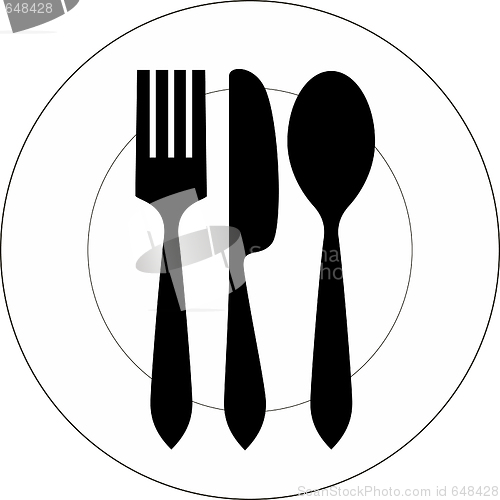 Image of Plate with fork, knife and spoon