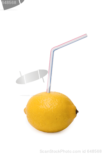 Image of A Lemon fruit with pipe