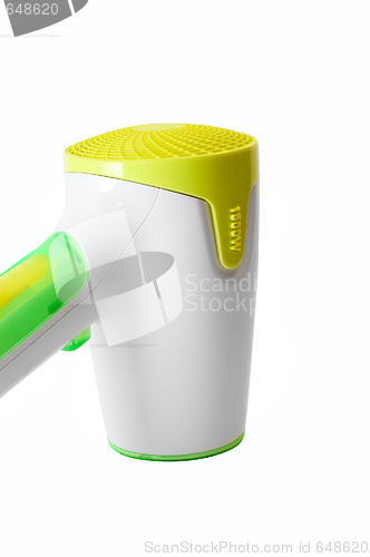 Image of Stylish yellow and green hairdryer