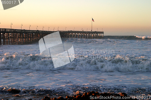 Image of Ocean Wave Storm Pier