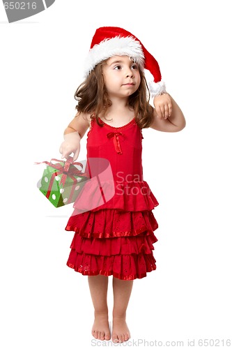 Image of Little girl with Christmas present