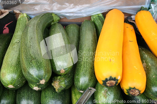 Image of Zuccini in Market stall