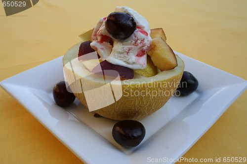 Image of Galia melon,fruits and ice-cream