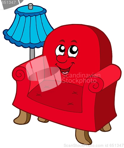 Image of Cartoon armchair with lamp