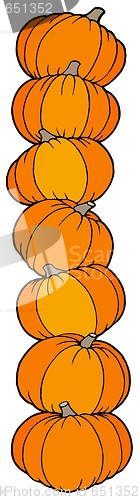 Image of Vertical line of pumpkins