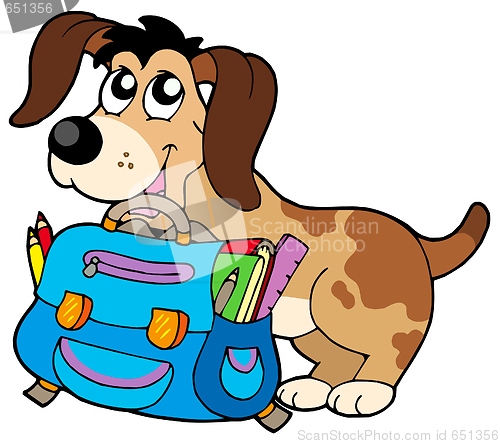 Image of Dog with school bag