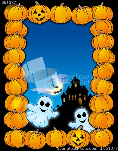 Image of Halloween frame with ghosts