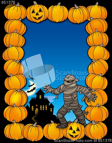 Image of Halloween frame with mummy