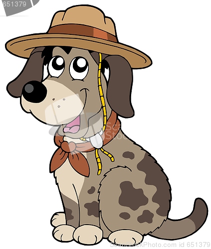 Image of Friendly dog in scout hat