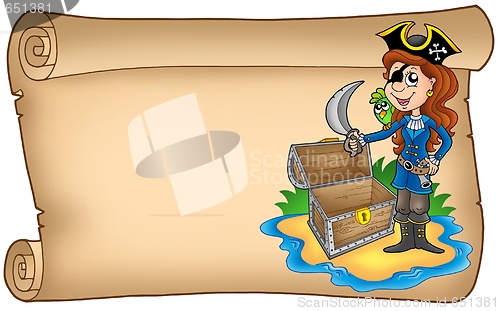 Image of Old scroll with pirate girl