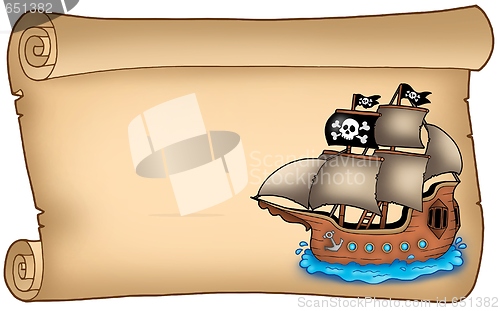 Image of Old scroll with pirate ship