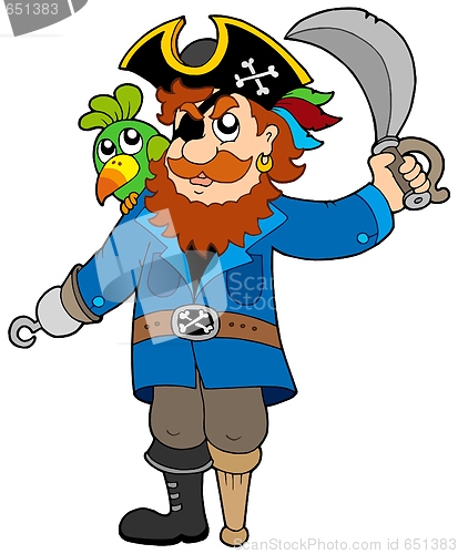 Image of Pirate with parrot and sabre