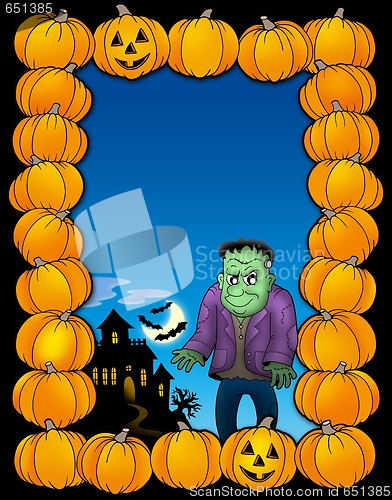 Image of Halloween frame with Frankenstein