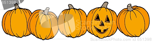 Image of Line of pumpkins