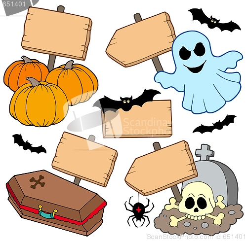 Image of Halloween wooden signs collection