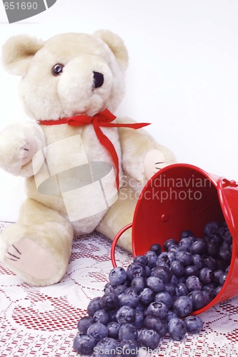 Image of Blueberries and teddy bear