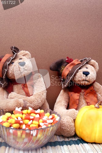 Image of Halloween candy and teddy bears