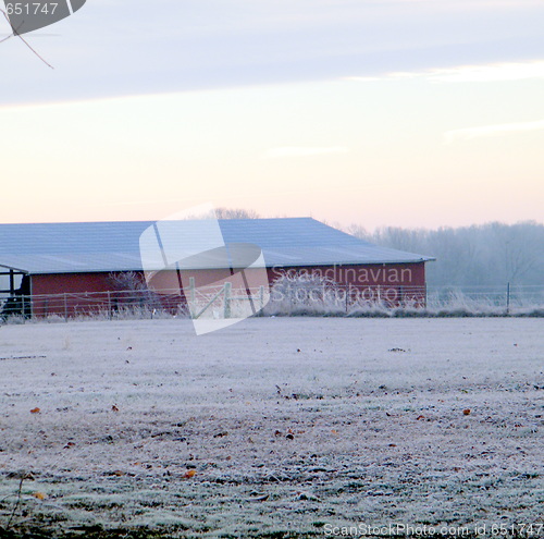 Image of Winter morning on barn