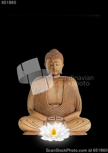 Image of Buddha and Glowing Lotus Lily Flower