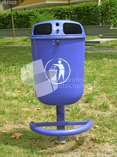 Image of Blue garbage basket