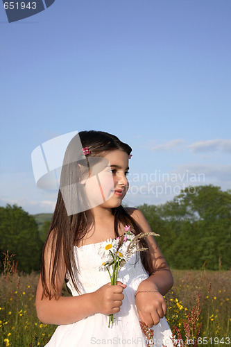 Image of Young Girl with Flowers