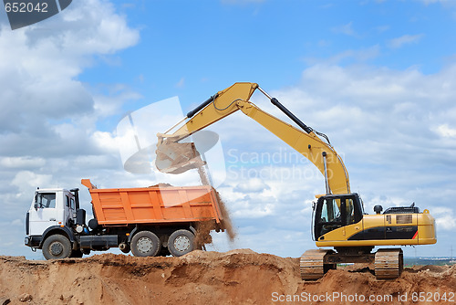 Image of Excavator and rear-end tipper