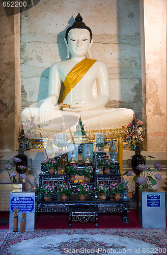 Image of White Buddha image in Ayuttaya, Thailand