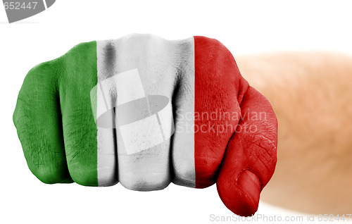 Image of fist with italian flag