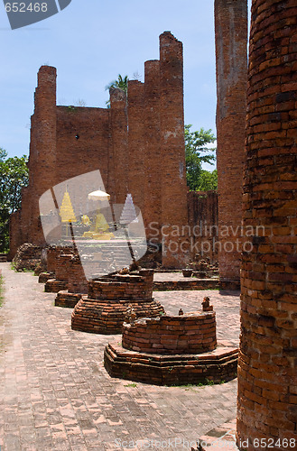 Image of Temple ruin with Buddha in Ayuttaya, Thailand
