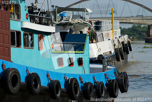 Image of Close-up of river boats