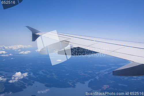 Image of A view of clouds from an airplane window