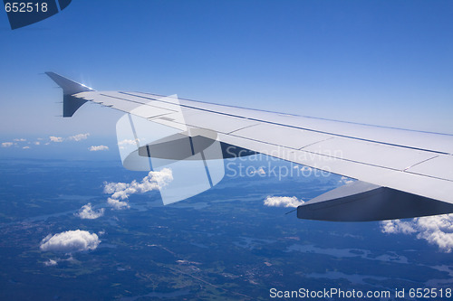 Image of A view of clouds from an airplane window