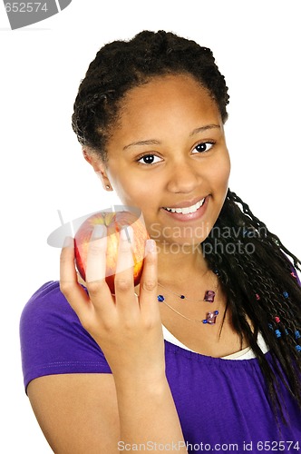 Image of Girl holding apple