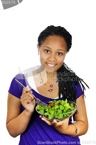 Image of Girl having salad