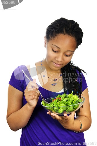 Image of Girl having salad