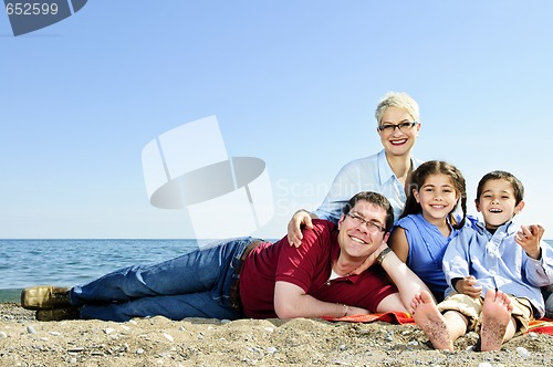 Image of Happy family at beach