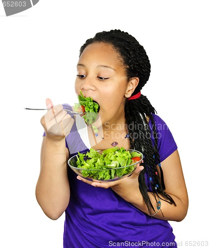 Image of Girl having salad