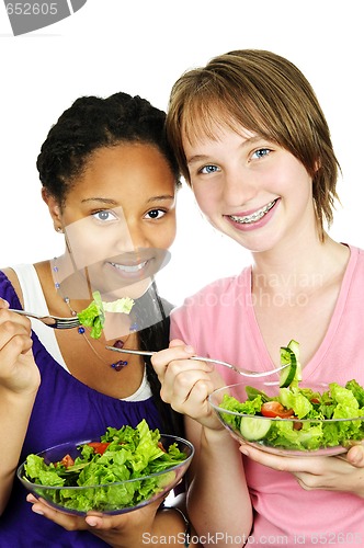 Image of Girls having salad