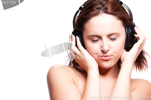 Image of Beautiful woman with headphones