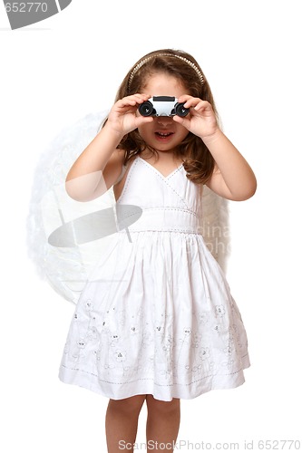 Image of Angel using binoculars