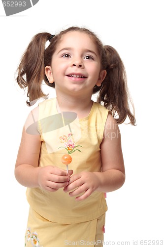 Image of Happy smiling preschool girl in pigtails