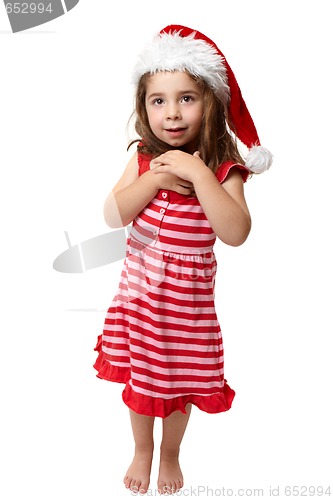 Image of Happy little Christmas santa girl