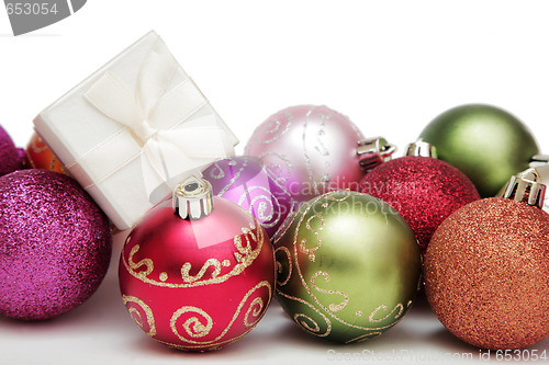 Image of Christmas Baubles and Gift