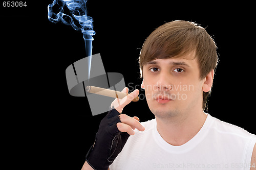 Image of Portrait of the young man with a cigar